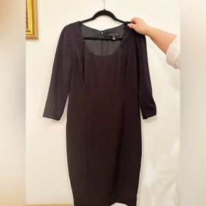 RALPH LAUREN Women Classic Black Wool Midi Dress With 3/4 Sleeve Size 8